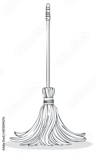 Vector illustration of a string mop for floor cleaning and housekeeping chores