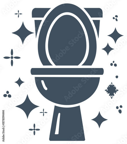 Before and After Toilet Cleaning Vector Icon with Sparkles and Germs