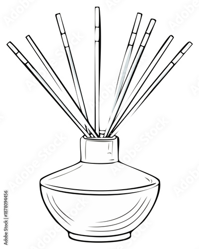 Elegant Reed Diffuser Outline Illustration, Aromatic Home Fragrance Decor