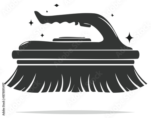 Stylized Cleaning Brush Icon with Sparkle Details for Household Maintenance