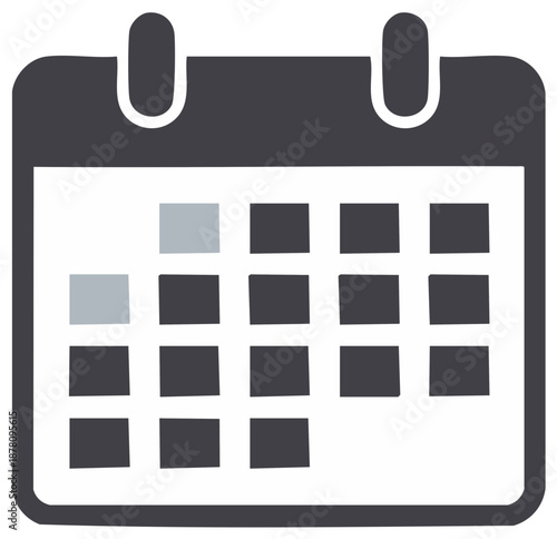 Simple Calendar Grid Icon with Highlighted Days for Planning or Scheduling