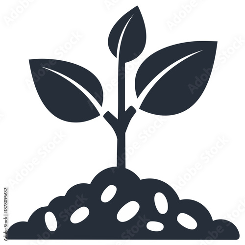 New life plant sprouting from soil graphic icon representing growth ecology and environmental care