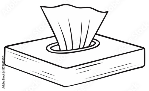 Tissue Box with Tissues Extracted Illustration