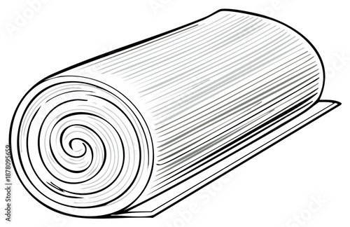 Rolled Up Yoga Mat Isolated Hand Drawn Vector Illustration Design