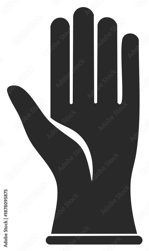 Obraz premium Protective Rubber Glove Depicted with a Simple Solid Dark Gray Shade Vector Design