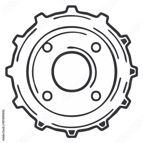 Gear Wheel Outline Design Engineering Machine Part Technical Drawing Icon