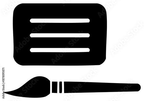 Creative painting design illustration with brush and text lines in black