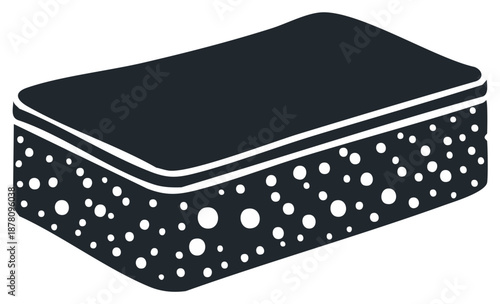 Household kitchen sponge with porous and scouring sides monochrome vector icon