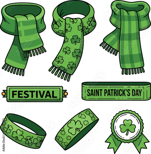 St. Patrick's Day Green Accessories Vector Set