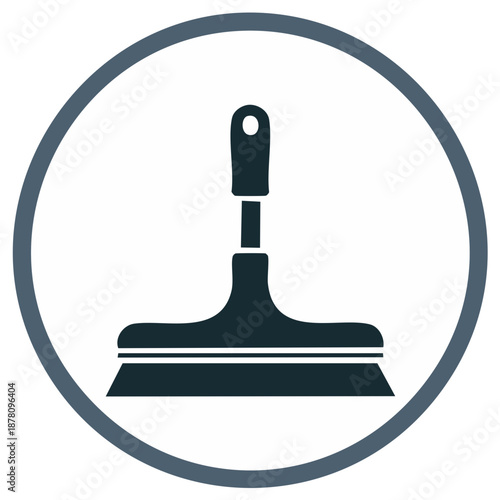 Window Squeegee Tool Icon Inside Circle, Cleaning Equipment Graphic, Window Washing, Surface Cleaning