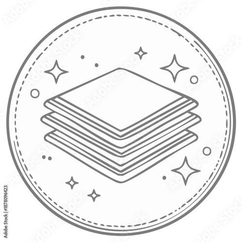 Stack of clean folded cloths or towels sparkling icon symbol