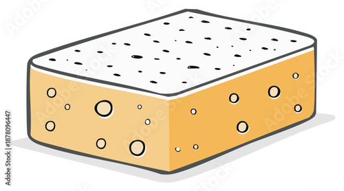 Cartoon Cheese Block with Holes Swiss Style Food Concept Vector Illustration