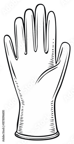 Detailed Illustration of a Single Protective Glove with Five Fingers