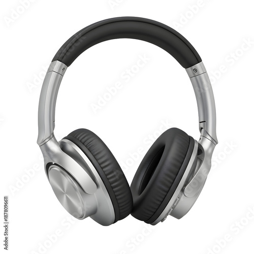 Wallpaper Mural A pair of sleek silver and black headphones on transparent background Torontodigital.ca