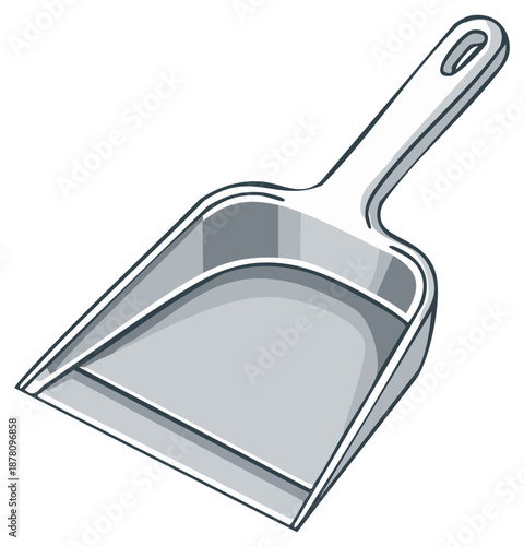 Essential Gray Dustpan Household Cleaning Tool Vector Illustration for Sweeping Debris