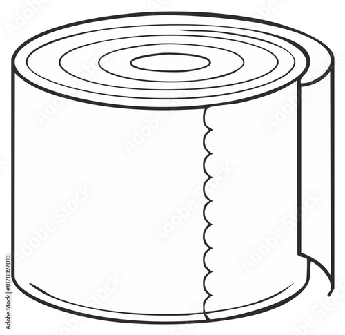 Outline of Perforated Paper Towel Roll for Kitchen and Household Cleanup