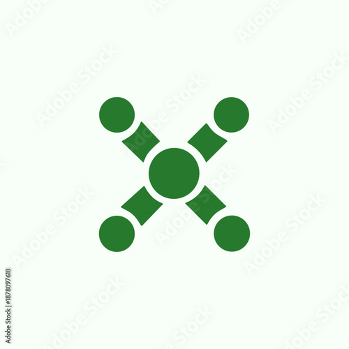 Cross-Connected Team Network icon logo flat vector design
