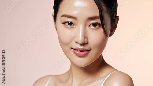 Healthy Glowing Skin Portrait of Beautiful Young Asian Woman