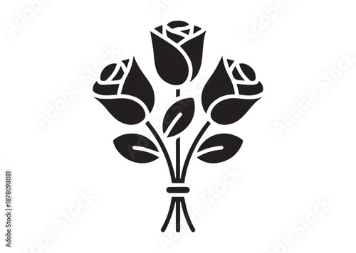 Rose Bouquet icon, Rose Bouquet solid vector