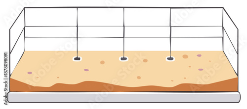 Terrarium with Internal Lighting and Soil Illustration for Educational or Decorative Purposes