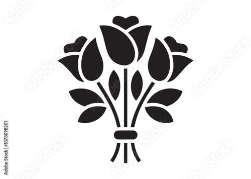 Rose Bouquet icon, Rose Bouquet solid vector