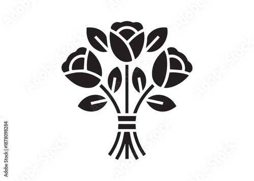 Rose Bouquet icon, Rose Bouquet solid vector