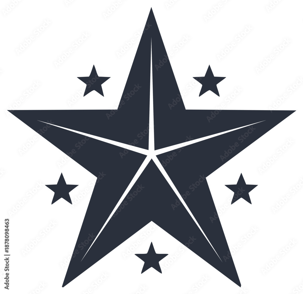 Obraz premium Stars Icon Graphic Design Big Star with Smaller Stars Around Minimal Style