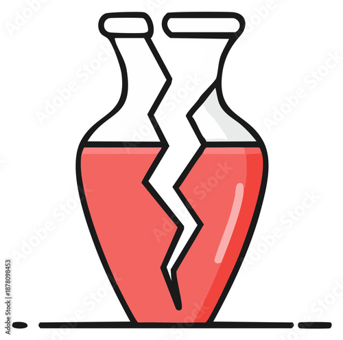 Broken Vase with Liquid Graphic Depicting Loss Grief Trauma Illustration