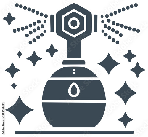 Magical Aromatic Vaporizer with Stars and Scent Particles Silhouetted