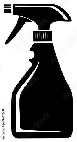 Black Silhouette Spray Bottle Icon for Cleaning, Disinfecting, and Gardening