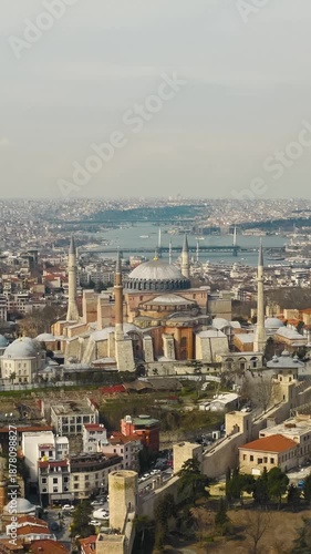 Wallpaper Mural The Grandeur of Hagia Sophia Overlooking the Istanbul Cityscape. Vertical video Torontodigital.ca