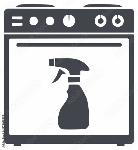 Kitchen Oven Cleaning Spray Bottle Appliance Maintenance Icon Design