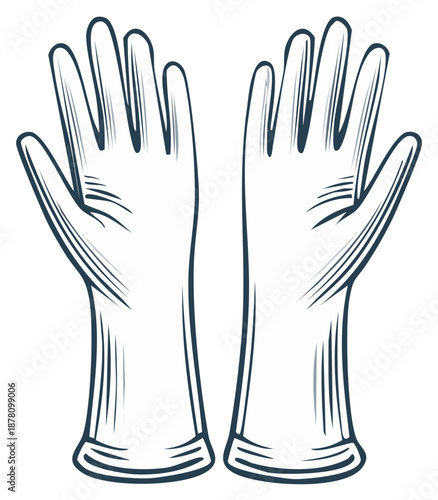 Protective Gloves Outline Illustration for Sanitation and Work Safety