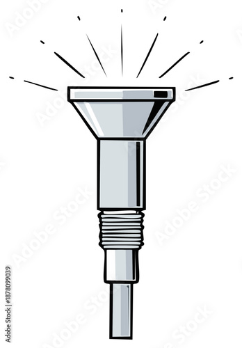 Illustration of Silver Brass Instrument Mouthpiece with Radiating Shine
