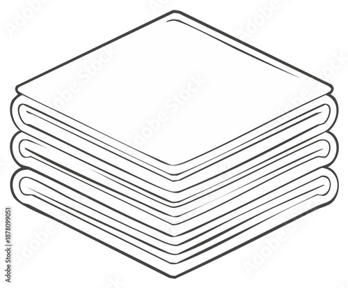Outline drawing of a stack of three folded cloths