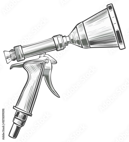 Vintage style illustration of a hand spray gun, water tool graphic