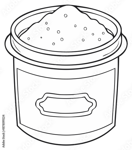 Black and white outline of a container filled with powdered material like seasoning salt or spice
