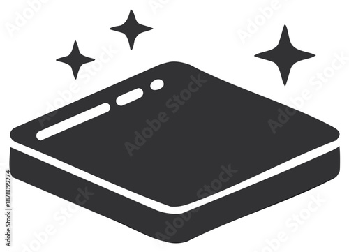 Clean sparkling mattress icon representing fresh hygiene comfort and quality bedding surface