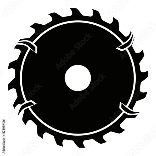 Silhouette icon representing a circular saw blade with sharp teeth and carbide tips for woodworking and heavy-duty cutting applications