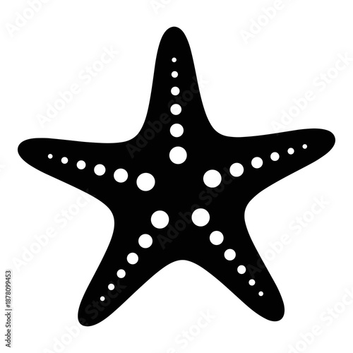 Silhouetted five-pointed black starfish icon featuring white central and arm dots symbolizes marine life and ocean navigation concepts.