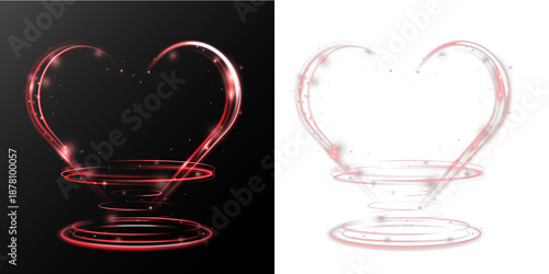 Wallpaper Mural Glowing red light hearts formed by swirling trails on transparent background. Romantic abstract effect for Valentine’s Day designs, greeting cards, overlays and modern love compositions. Torontodigital.ca