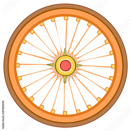 Orange bicycle wheel cartoon graphic illustration