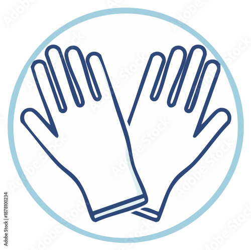 Blue outline pair of protective gloves icon illustration for safety and hygiene