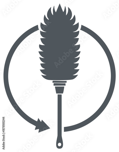 Duster Cleaning Icon with Circular Rotation Arrow Symbol for Hygiene and Cleaning