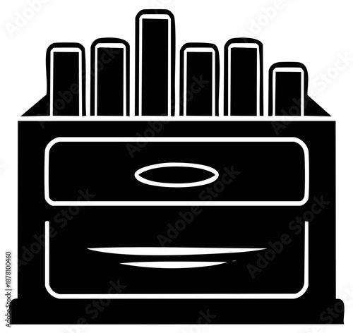 Cigarette pack glyph icon. Simple black and white vector illustration of tobacco products and addiction.