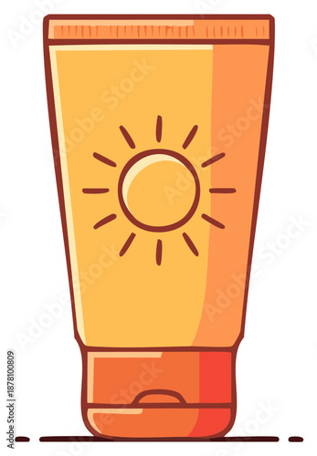 Orange Sunscreen Tube With Sun Symbol Protection from Sunlight