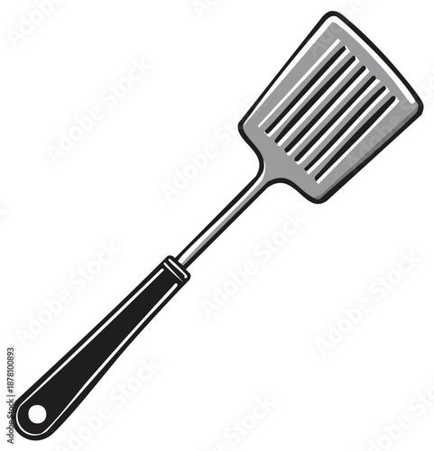 Classic Slotted Spatula Design Kitchen Tool for Home Cooking and Professional Use Vector