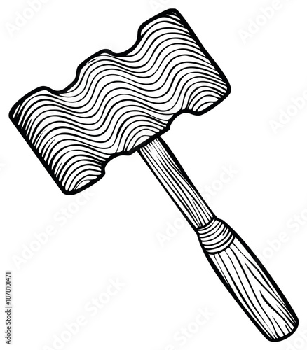 Abstract gavel illustration with stylized lines representing judicial authority and legal judgment, law and order symbol for rulings