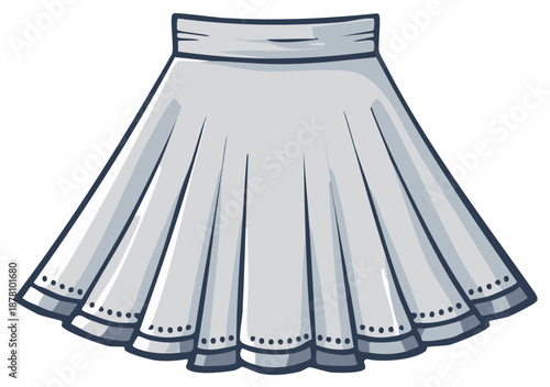 Gray women's skirt illustration showing fashion style and casual wear suitable for everyday outfits and summer activities.