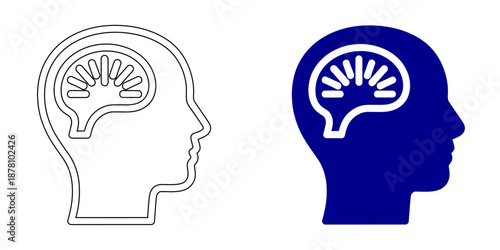 Human brain anatomy icon  with neural network structure for medical and psychology design